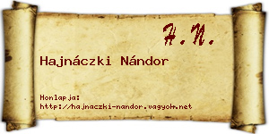 Hajnáczki Nándor névjegykártya